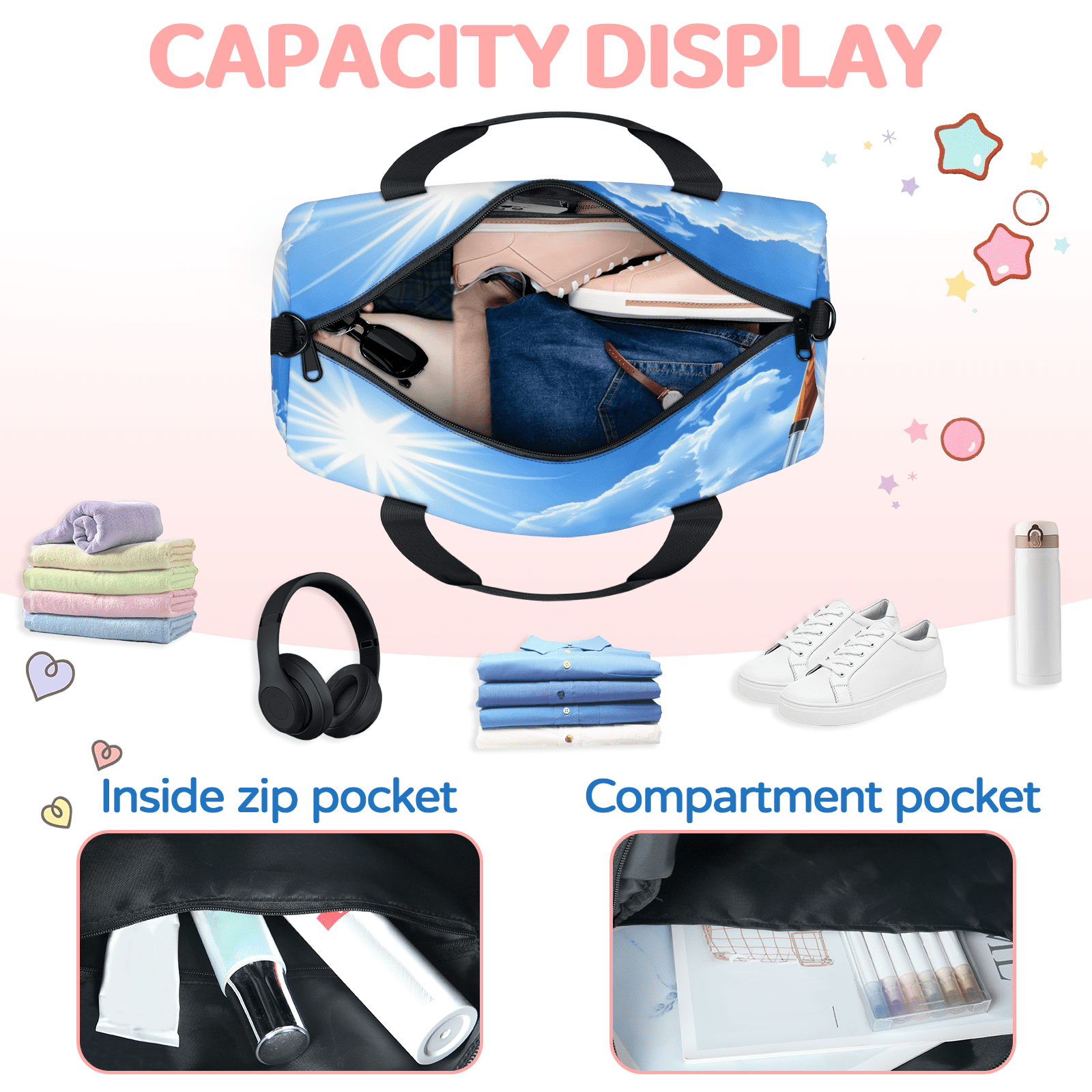 Herdesigns Sports Golf Gym Bag for Women, Duffle Bag for Travel Sport, Lightweight Waterproof Carry on Weekender Overnight Dance Yoga Workout Bags