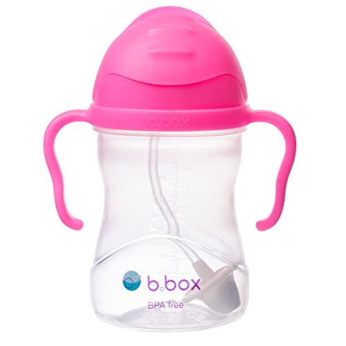 bbox Sippy cup with Fliptop Straw, Drink from Any Angle Weighted Straw, Spill Proof, Leak Proof & Easy grip BPA Free, Dishwasher Safe for Babies 6m+ to Toddlers (Pink Pomegranate, 8 oz)