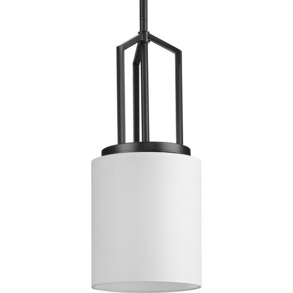 Progress Lighting Goodwin 1-Light Mini-Pendant, Matte Black, Linen Shade