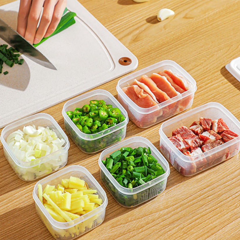 4pcs Sealed Food Crispers Chopped Green Onion Storage Boxes for Refrigerater, Size: 12.8x11.5cm