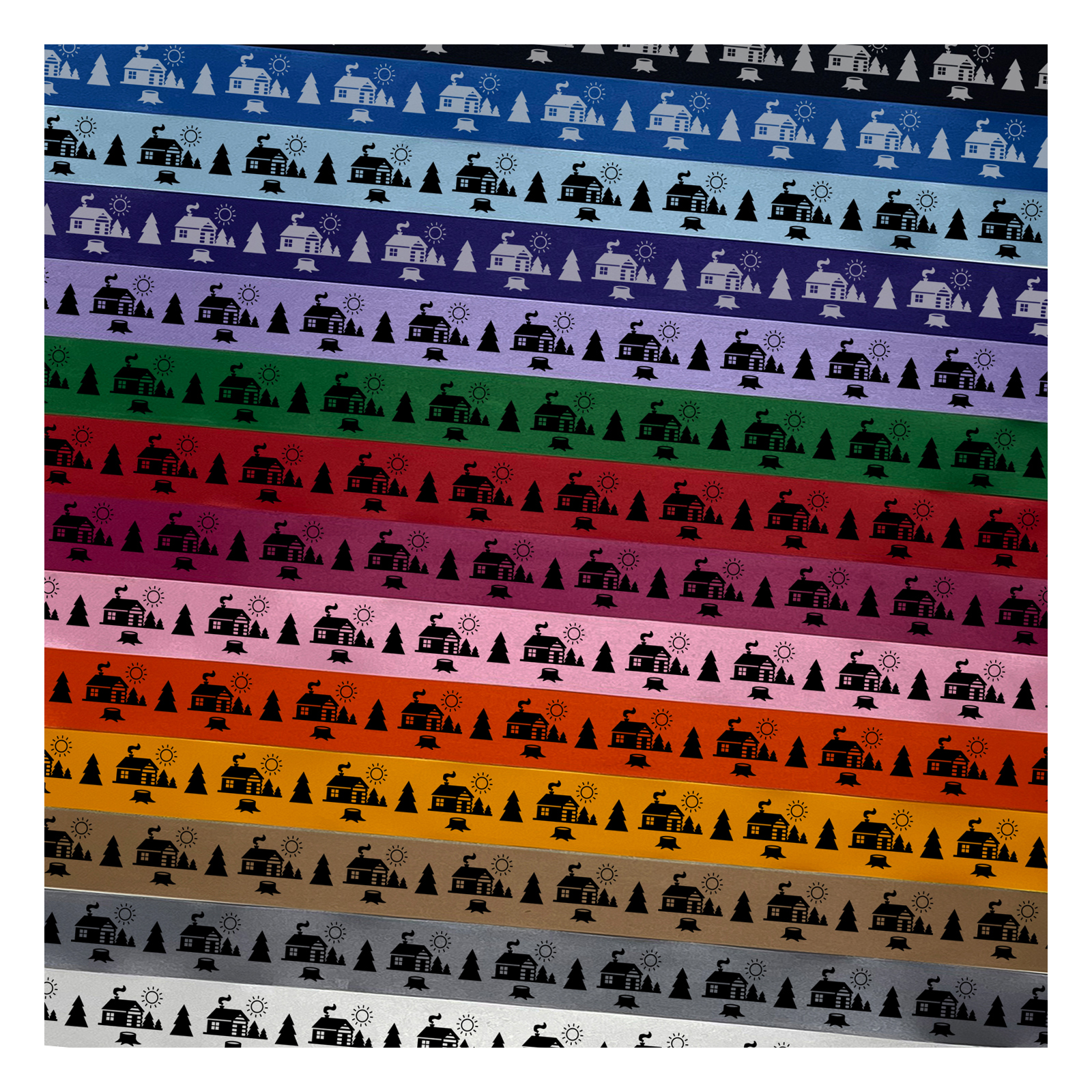 Log Pattern Wrapping Paper Log Cabin in the Woods Satin Ribbon for Gift Wrapping Bows Craft DIY ...