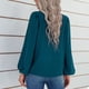 thumbnail image 4 of Jersey de cuello redondo de Color sólido informal de temperamento de otoño e invierno para mujer, camisa holgada de manga larga con mangas acampanadas Pompotops  FGAJ3796, 4 of 8