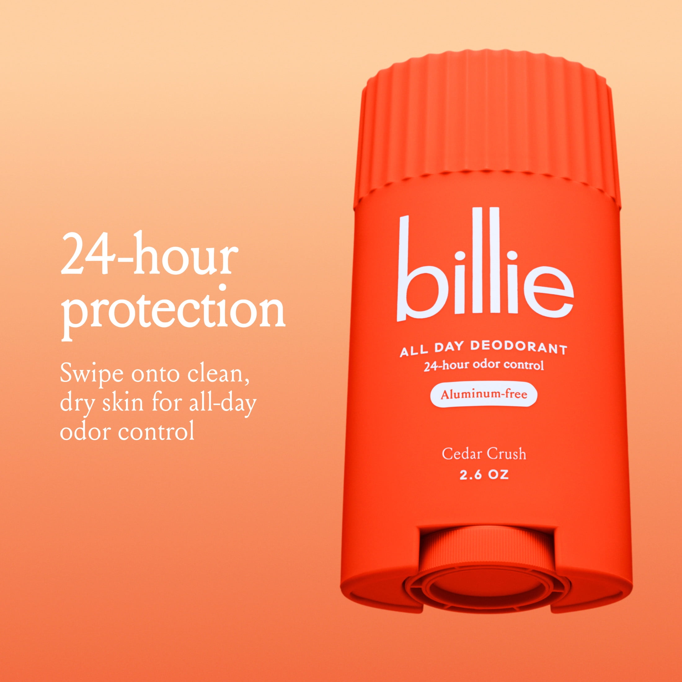Billie All Day Womens Deodorant Stick, 2.6 oz, Cedar Crush Scent, 24 Hour Odor Control, Aluminum Free