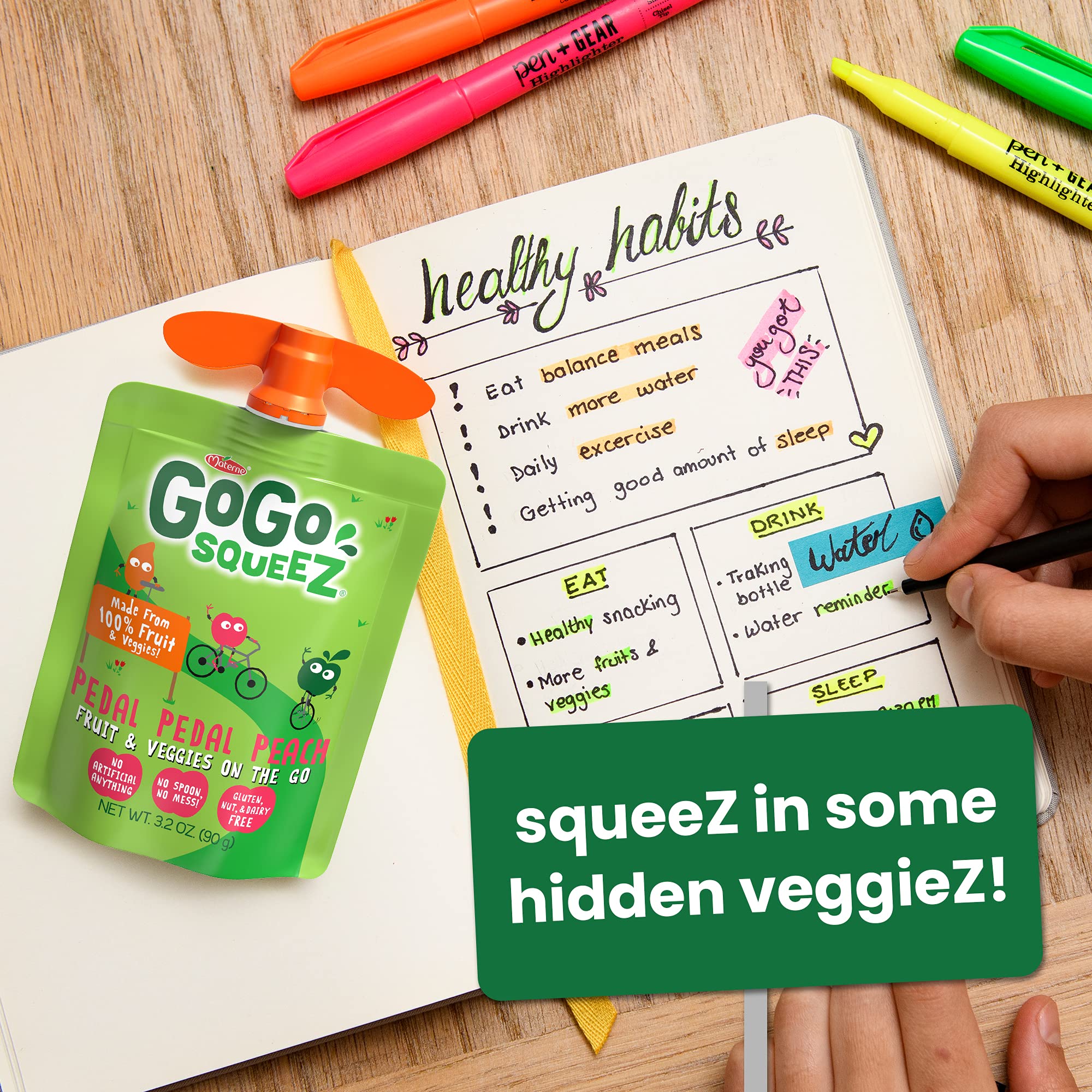 GoGo SqueeZ Fruit & VeggieZ, Variety Peach/Strawberry (Pack of 6)