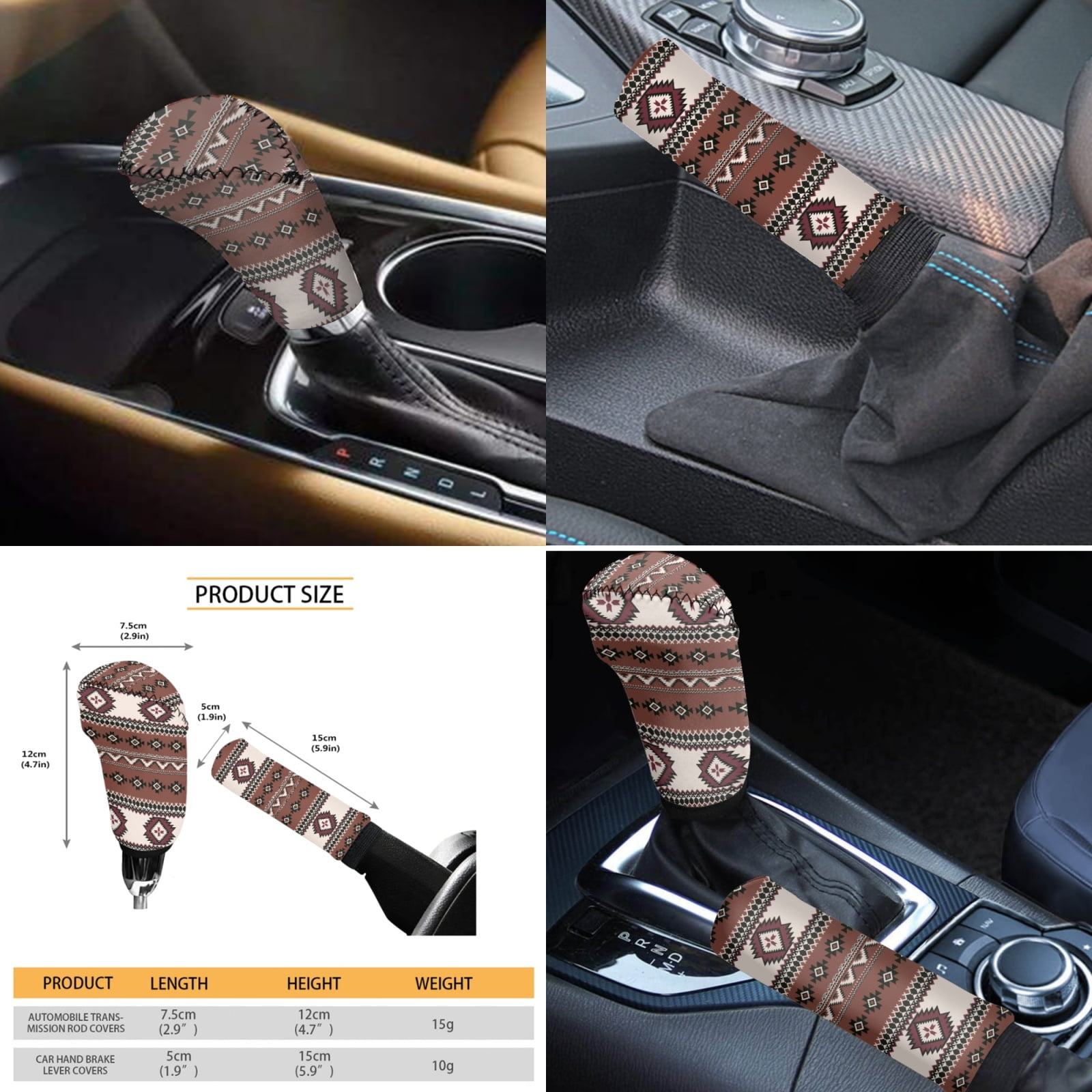Renewold American Tribal Brown Car Seat Cover Split Covers Full Set for Women Men, with Steering Wheel Headrest Cover Cup Holders Handbrake Gear Shift Cover Auto Accessories, Pack of 11