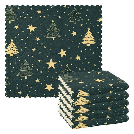

Stars Christmas Trees Kitchen Towels 6 Pcs Dish Towels Absorbent Soft Quick Dry Towel Dish Rags for Washing Dishes