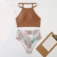 thumbnail image 4 of Zpanxa Womens Swimsuits Fashion Women Split Swimsuit Show Waist Printing Sexy Bikini Swimsuit Coverup Bathing Suit for Women Bathing Suits Brown XL, 4 of 4