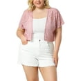 thumbnail image 5 of Agnes Orinda Plus Size Bolero Shrugs for Women Open Front Short Sleeve Crochet Lace Cropped Cardigans 1X Pink, 5 of 8