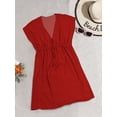 thumbnail image 6 of HAPPY BAY Women's Beachwear Swimsuit Coverups Summer Swim Beach Cover ups for Swimwear Women Bikini Sheer Chiffon Cover up Dress for Women 2X-3X Solid Plain, Red, 6 of 6
