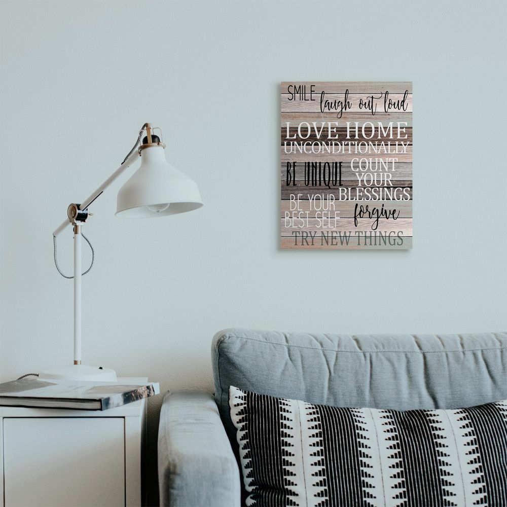 Stupell Industries Inspirational Be You Phrases on Wood Grain Brown Black Text Canvas Wall Art Design by Kim Allen, 16" x 20"