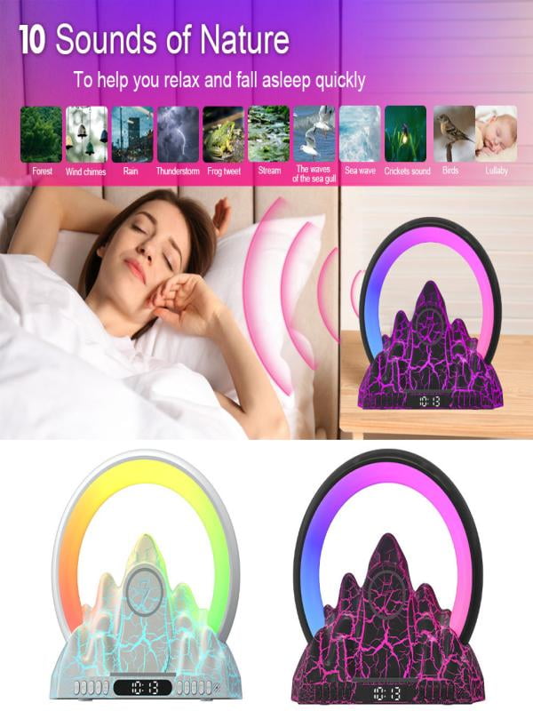 Portable Speaker 2023 Electronic Intelligent Alarm Clock Wireless Charger Sunrise Flame Mountain Bluetooth Audio Table Lamp Speakers Bluetooth Wireless