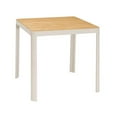 thumbnail image 1 of Armen Living LCPLBTWH Portals Outdoor Square Bar Table In Light Matte Sand with Natural Teak Wood Top, 1 of 5