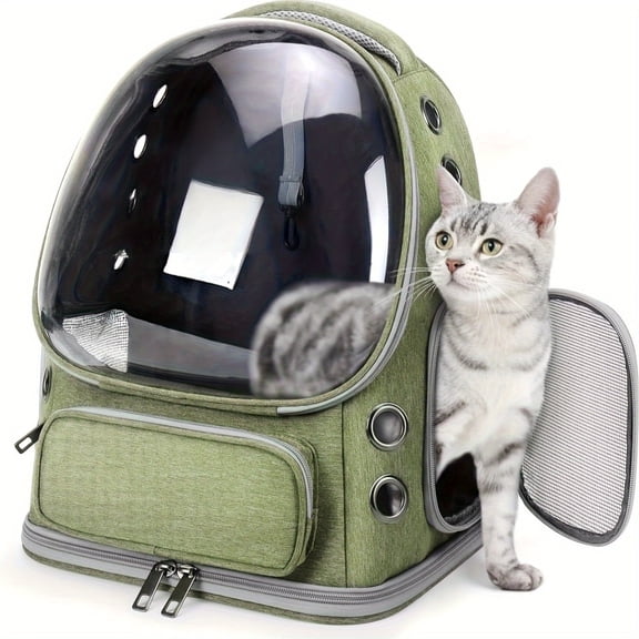 Cat Backpack Carrier for Cats and Small Dogs, Breathable Cat Bubble Backpack, Airline Approved Pet Travel Carrier for Hiking Camping Outdoor(Green)