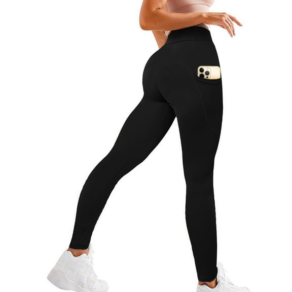 QRIC High Waist Leggings With Pockets for Women Tummy Control 4-way Stretch Yoga Pants Gym Workout Running Activewear Tights