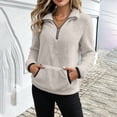 thumbnail image 2 of BUIGTTKLOP Fuzzy Fleece Sweatshirts for Women 1/4 Zip Pullover Tops Long Sleeve Shirts Thiken Winter Warm Pullovers with Pockets, 2 of 8