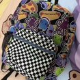 thumbnail image 1 of Bonita mochila con diseño de criaturas marinas, mochila con patrón a cuadros en blanco y negro, mochila perfecta para uso diario y de viaje., 1 of 3