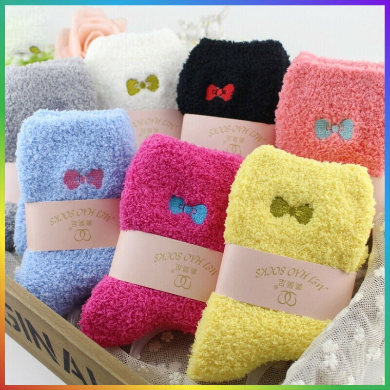 6Pairs Women Ladies Soft Fluffy Bed Socks Winter Warm Lounge Slipper Fleece Sock 