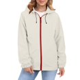 thumbnail image 1 of Comdrip Veste Légère pour Femmes! Veste Chaude Coupe-Vent Imperméable à Blocs de Couleur pour Femmes, Coupe-Vent d'Extérieur, Veste de Randonnée, Veste de Randonnée pour Femmes Légère Beige P, 1 of 5