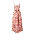 thumbnail image 2 of XIAONU Floral Print Spaghetti Strap Maxi Dress For Women Front Cutout Tiered Vacation Dress, 2 of 7