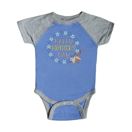

Inktastic Happy Mother s Day Blue Forget-Me-Not Flower Wreath Gift Baby Boy or Baby Girl Bodysuit