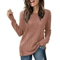 thumbnail image 2 of Sevevn Women's Solid Color Ribbed Knit Casual Crew Neck Fall Dressy Tops for Women Tunic Blouse Pink M, 2 of 9