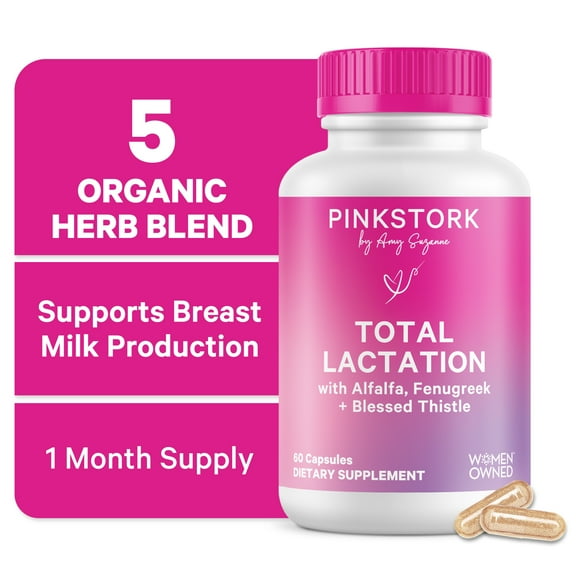 Pink Stork Lactation Supplement with Fenugreek, Supports Breastfeeding and Postpartum, 60 Capsules