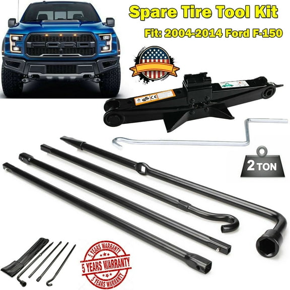 Bowoshen 2Ton Tonne Scissor Jack   Spare Tire Lug Wrench Tool Kit Steel Fit 2011 2012 2013 2014 Ford F150 CL3Z 17080-B BL3Z 17080-F AL3Z 17080-C 9L3Z 17080E