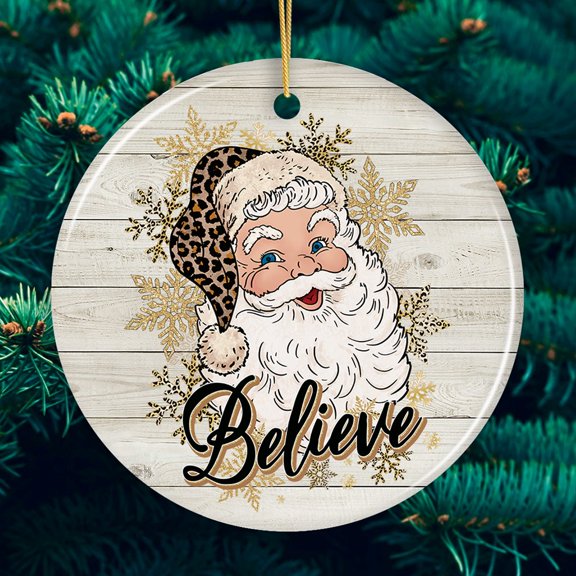 Vintage Believe Santa Christmas Ornament