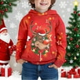 thumbnail image 4 of Zylarhe Boys Reindeer Hooded Winter Christmas Sweatshirt Soft Warm Pullover Kids Fashion Holiday Everyday Comfort Cozy Casual Wear 9-10 Years Red, 4 of 5