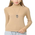 thumbnail image 1 of Chemise à Manches Longues pour Femmes Décontractée Couleur Unie Thermique Col Roulé Chemises Blouse Noir 3TG, 1 of 3