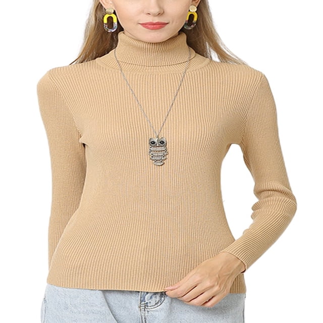 Chemise à Manches Longues pour Femmes Décontractée Couleur Unie Thermique Col Roulé Chemises Blouse Noir 3TG