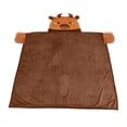thumbnail image 4 of Hooded Cape Blanket Poncho Cozy Loungewear Wrap Throw Warm Housecoat Soft Bathrobe(Brown001,One Size), 4 of 4