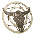 thumbnail image 6 of Rustic MDF Wood Buffalo Cow Skull Dreamcatcher Web Circle Wall Decor Plaque, 6 of 9