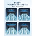 thumbnail image 2 of CENSTECH Aire acondicionado portátil 4 en 1, enfriador de aire evaporativo con 4 modos y 3 velocidades, temporizador de 15 horas para apagado automático inteligente, tanque de 2 galones para refrigera, 2 of 5