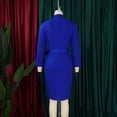 thumbnail image 6 of AURA Plus Size Double Breasted Blazer Collar Maxi Dress Elegant Long Sleeve Office Bodycon Dress with Belt, 6 of 10