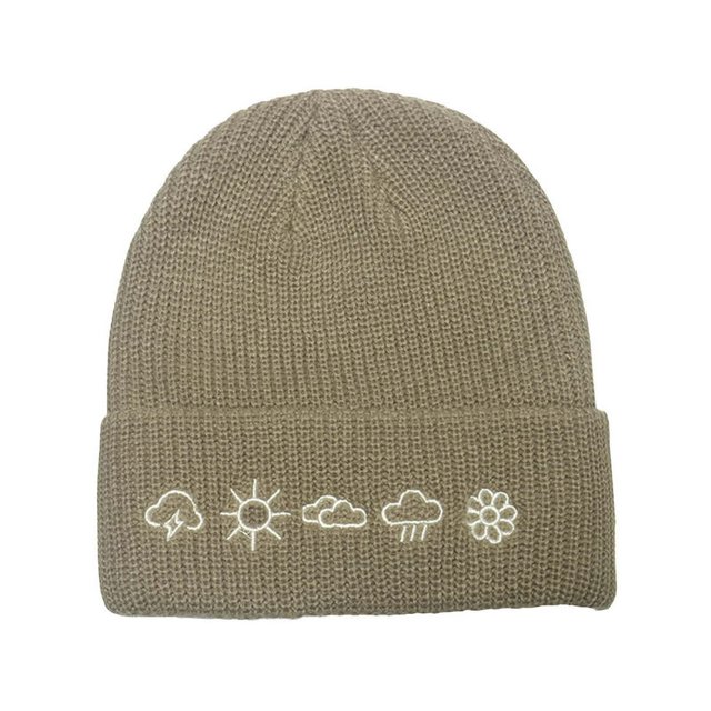 Men‘s Cold Hat Embroidered Knitted Hat Warm Bun Hat Woolen Hat