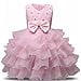 thumbnail image 3 of NNJXD Robe Fille Enfants Volants Dentelle Fête Mariage Robes Taille (130) 5-6 Ans Rose, 3 of 4