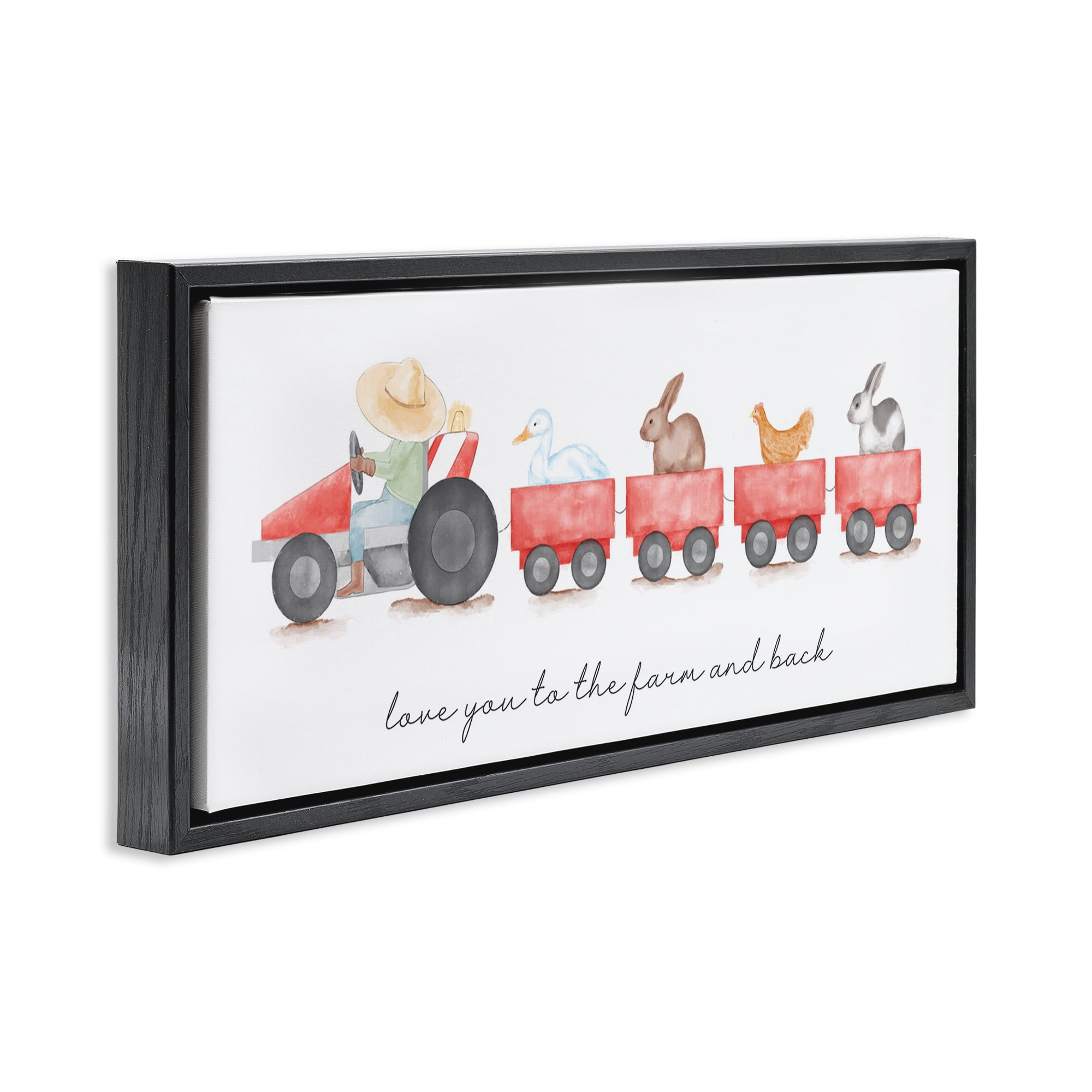 Stupell Industries Love You Farm & Back Animals & Insects Painting Black Floater Framed Art Print Wall Art, 25 x 11