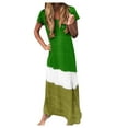 thumbnail image 1 of Fridja Womens Plus Size Daily Tie-dyed Color Block Loose V Neck Short Sleeve Dress, 1 of 7