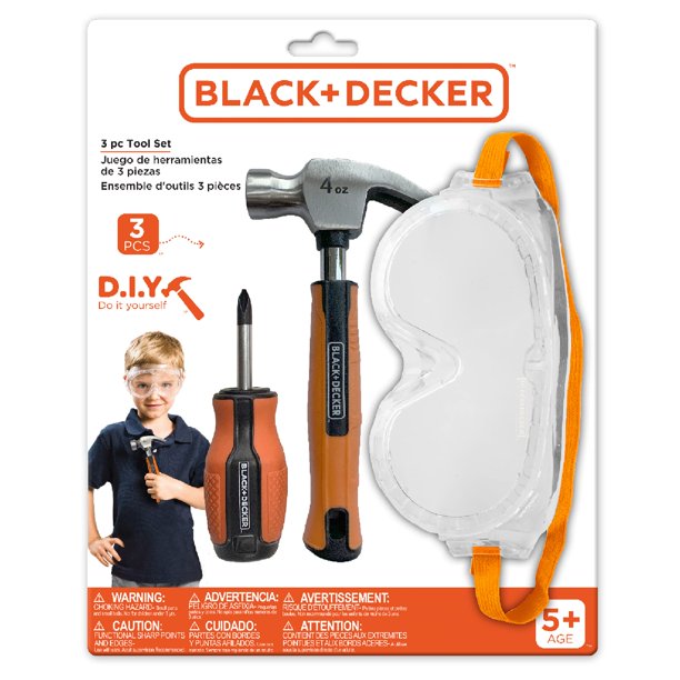 Set de Herramientas de Juego Simulado BLACK+DECKER 3 Piezas con Gafas de Seguridad