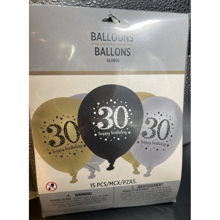 30th Birthday Latex Balloons – Assorted Colors, 12-Inch, Helium-Quality (Pack Of 15)