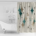 thumbnail image 2 of Green Brown Geometric Bohemian Shower Curtain for Bathroom, Mid Century Vintage Waterproof Shower Curtains Washable Quick Dry with Hooks Bathtub Curtains 36x72 IN, 2 of 7
