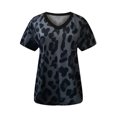 thumbnail image 4 of T-Shirt Femme Imprimé Léopard Manches Courtes Col en V Ample Blouse Tops, 4 of 8