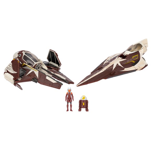 STAR WARS Micro Galaxy Squadron Ahsoka Tanos Jedi Starfighters Set - 5-Inch and 3-Inch Vehicles Two 1-Inch Micro Figure Accessories