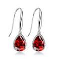 thumbnail image 2 of Paris Jewelry 14k White Gold 3 Ct Created Garnet Teardrop Earrings Plated, 2 of 2