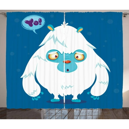 Bigfoot Curtains 2 Panels Set Cartoon Fury Monster With Small