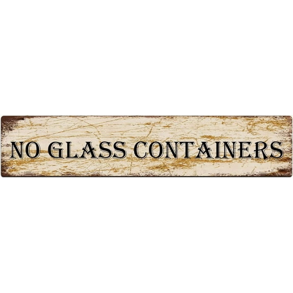 Metal Sign No Glass Containers Vintage Signs Retro Tin Signs Aluminum Sign for Kitchen Home Garden Wall Bar Cafe Decor 4x16 Inch