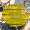 thumbnail image 2 of Yellow Wooden Grain Round Tablecloth, Fitted Table Cover with Elastic for 55"-60" Round Tables, Country Shabby Planks Rural Table Cloth Outdoor Indoor Dinning Party Waterproof Tablecloths, 2 of 7