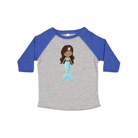 

Inktastic African American Mermaid Brown Hair Blue Tail Girls Toddler T-Shirt