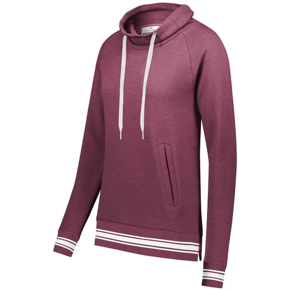 Holloway Sportswear XS Womens All-American Funnel Neck Pullover Maroon Heather/White 229763